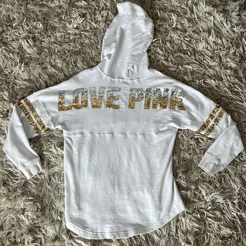 VS Pink Sequined Tunic Hoodie